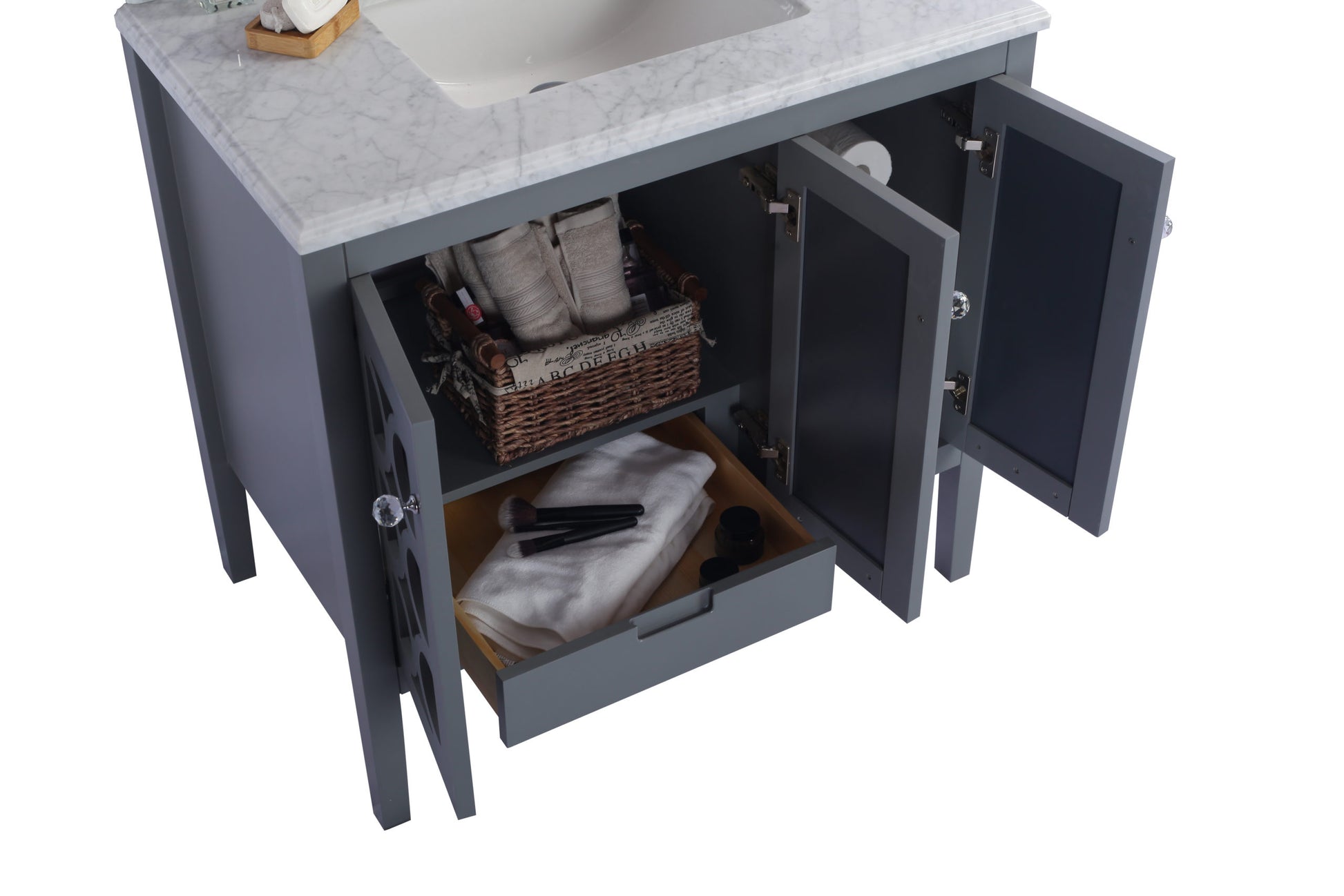 Mediterraneo 36" Grey Bathroom Vanity Cabinet