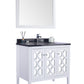 Mediterraneo 36" White Bathroom Vanity with Black Wood Marble Countertop