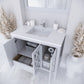 Mediterraneo 36" White Bathroom Vanity with Matte White VIVA Stone Solid Surface Countertop