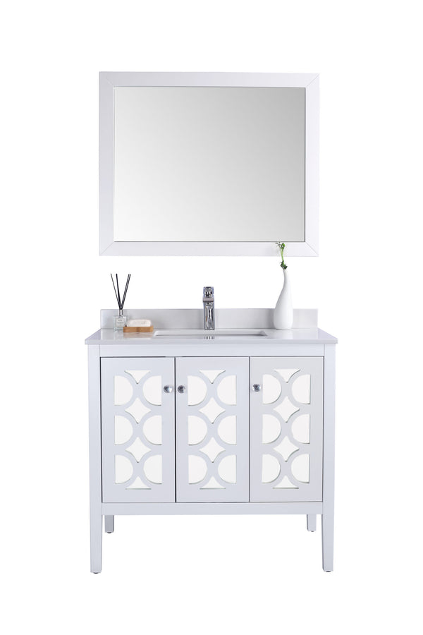 Mediterraneo 36 White Bathroom Vanity with White Quartz Countertop