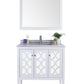 Mediterraneo 36" White Bathroom Vanity with White Stripes Marble Countertop