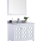 Mediterraneo 36" White Bathroom Vanity with White Stripes Marble Countertop