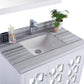 Mediterraneo 36" White Bathroom Vanity with White Stripes Marble Countertop