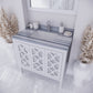 Mediterraneo 36" White Bathroom Vanity with White Stripes Marble Countertop