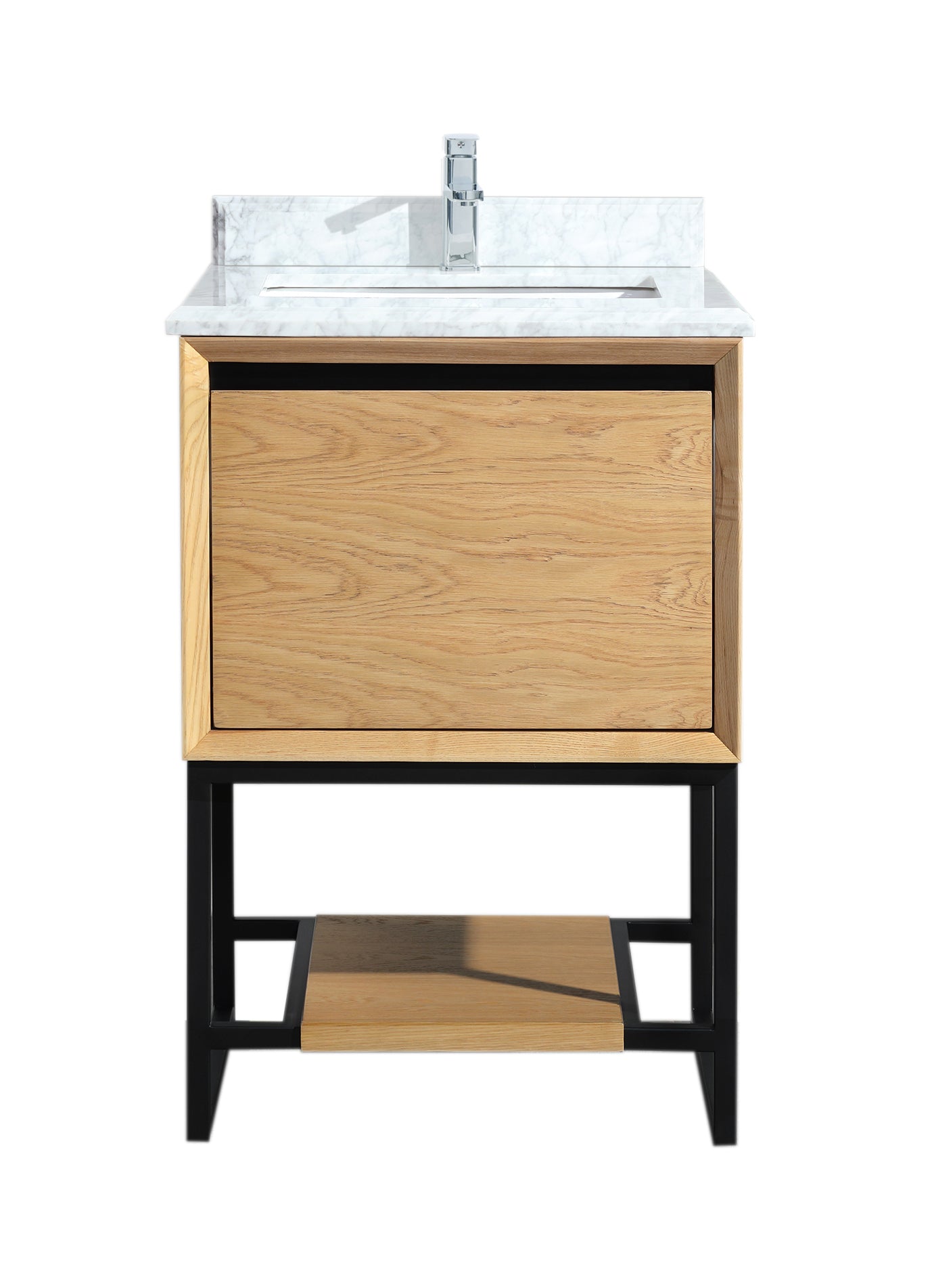 Alto 24" California White Oak Bathroom Vanity with White Carrara Marble Countertop