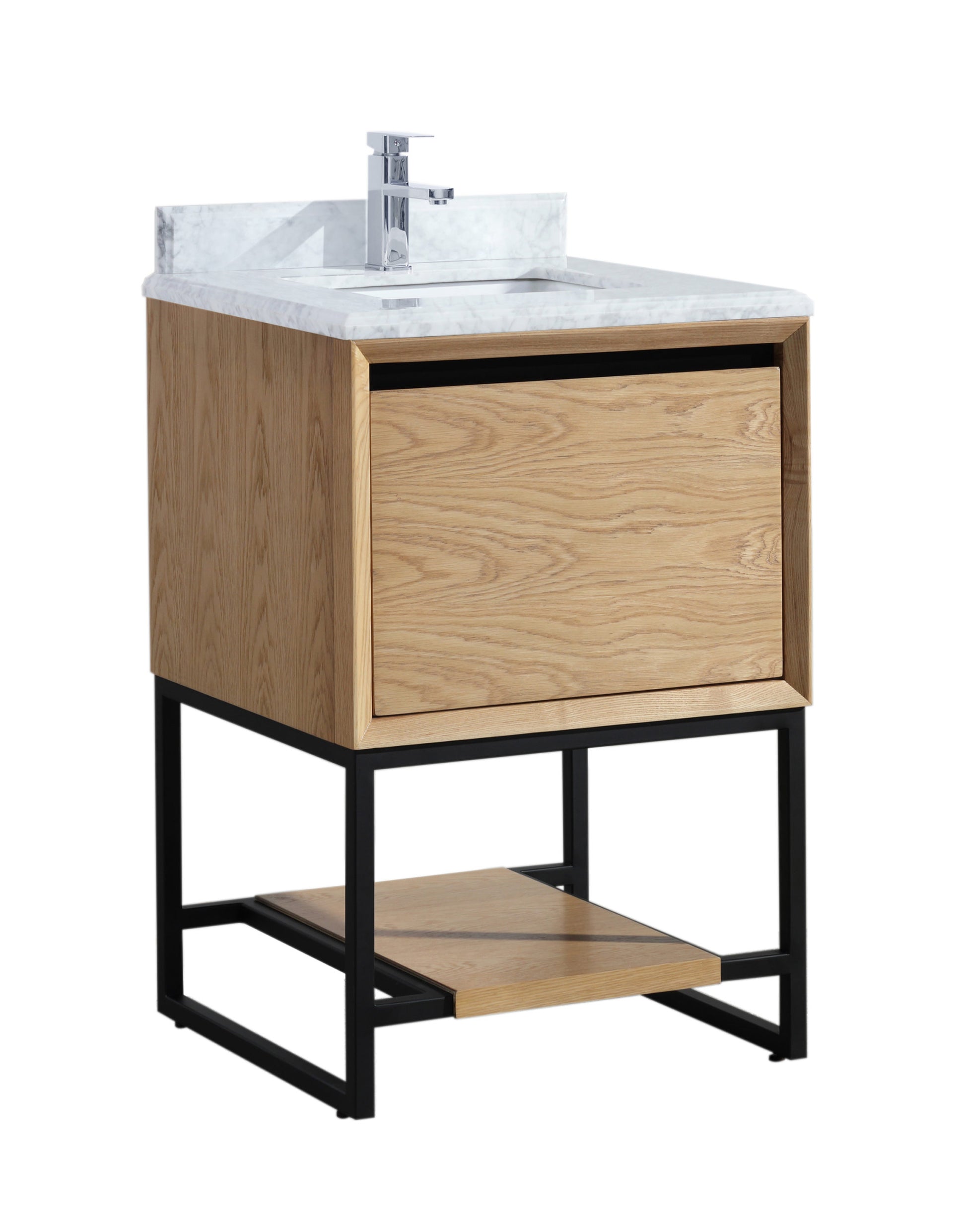 Alto 24" California White Oak Bathroom Vanity with White Carrara Marble Countertop