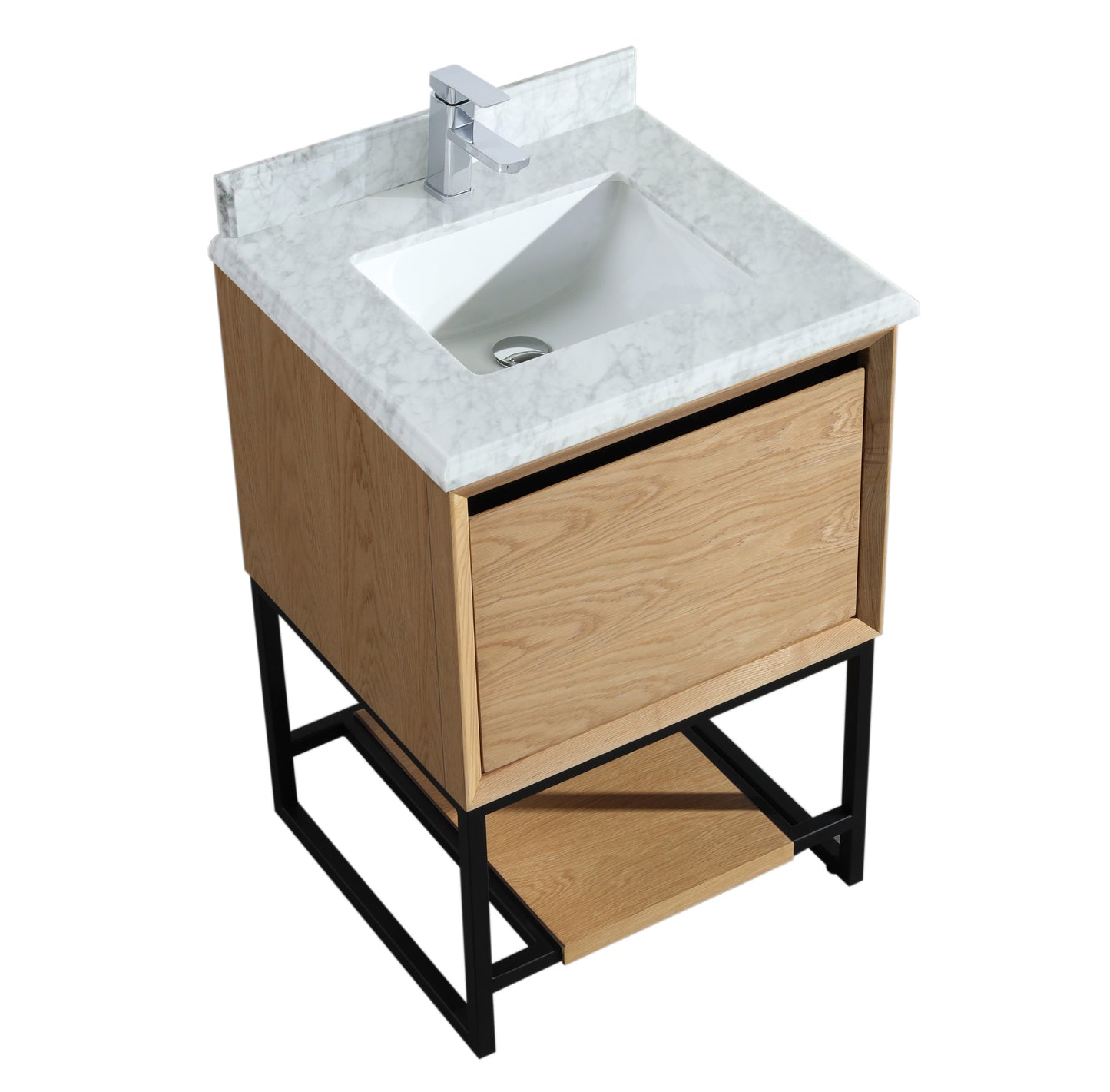 Alto 24" California White Oak Bathroom Vanity with White Carrara Marble Countertop