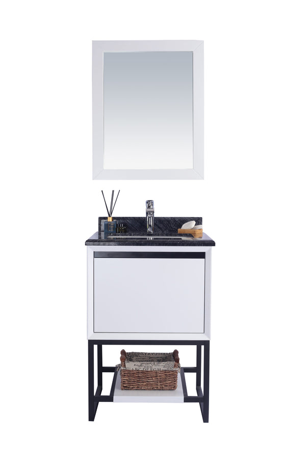 Alto 24 White Bathroom Vanity with Black Wood Marble Countertop