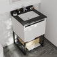 Alto 24" White Bathroom Vanity with Black Wood Marble Countertop