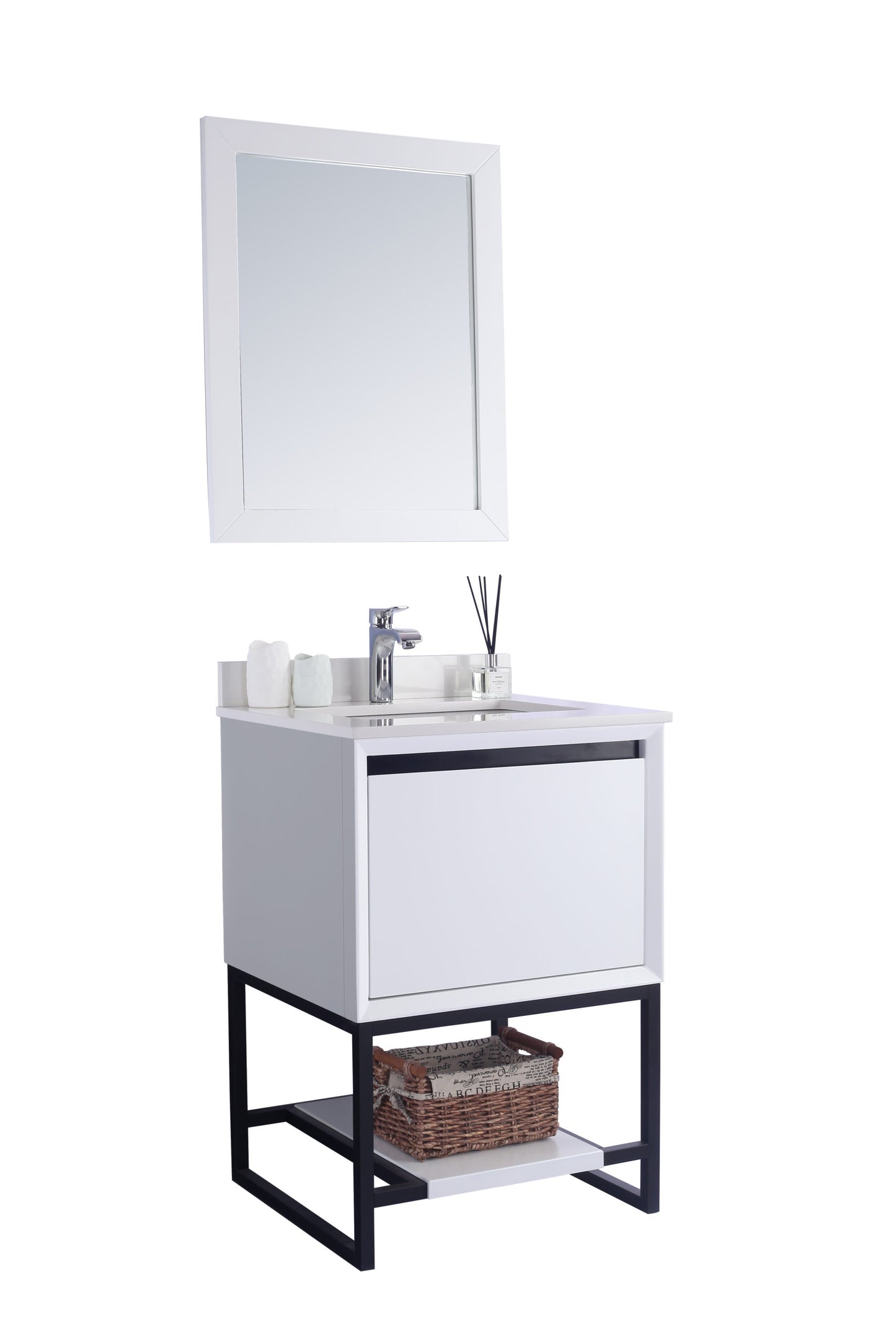 Alto 24" White Bathroom Vanity with White Quartz Countertop