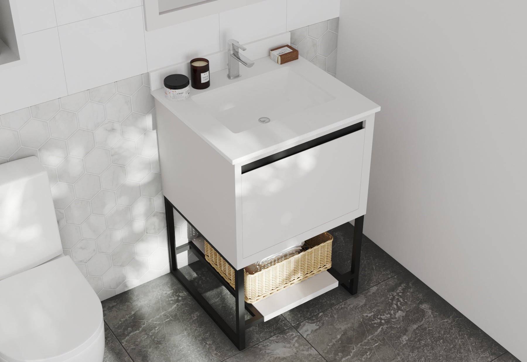 Alto 24" White Bathroom Vanity with White Quartz Countertop