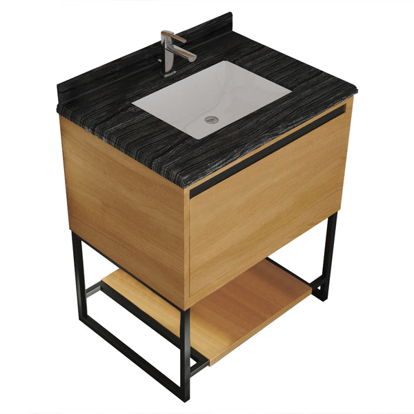 Alto 30 California White Oak Bathroom Vanity with Black Wood Marble Countertop