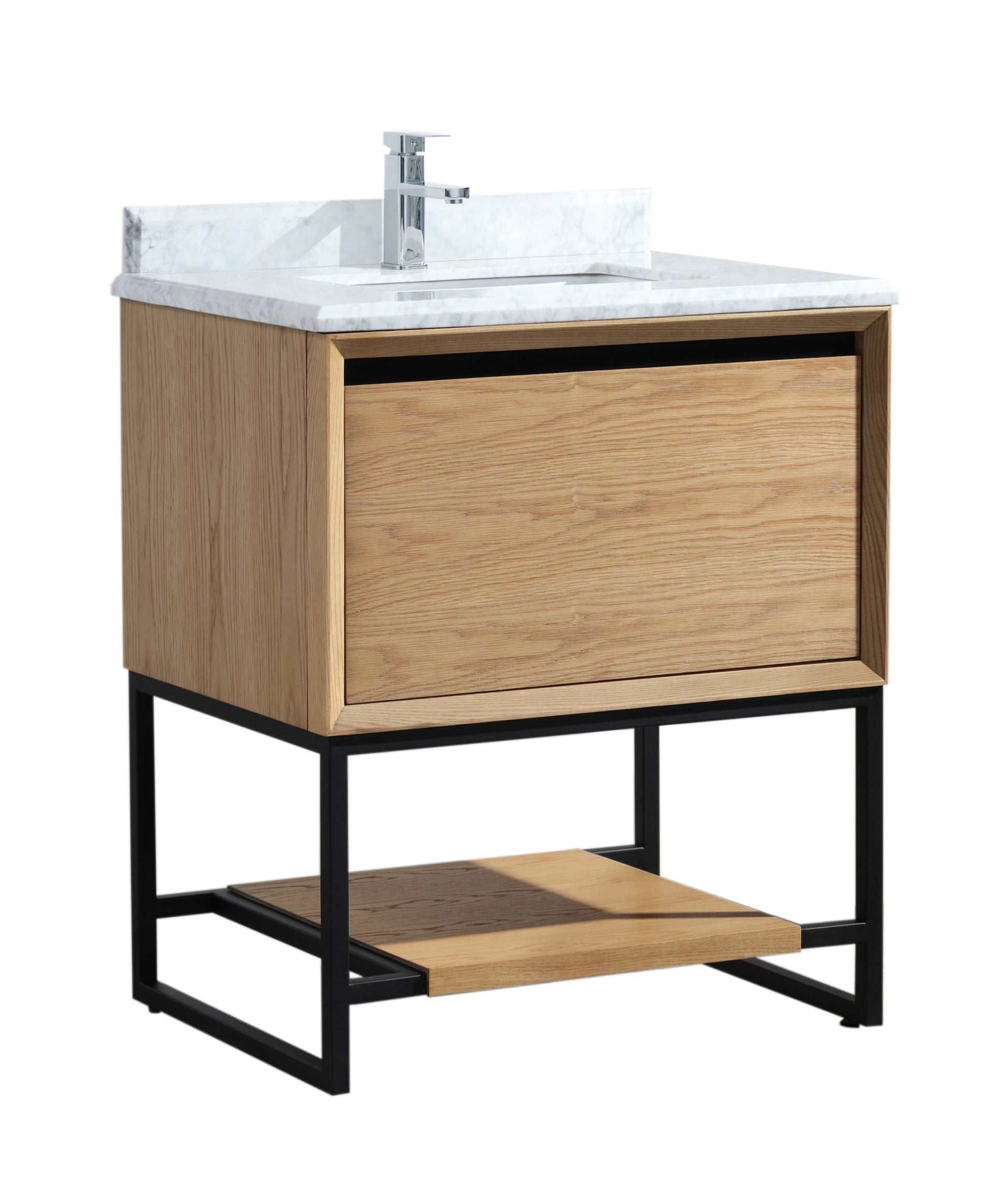 Alto 30" California White Oak Bathroom Vanity with White Carrara Marble Countertop