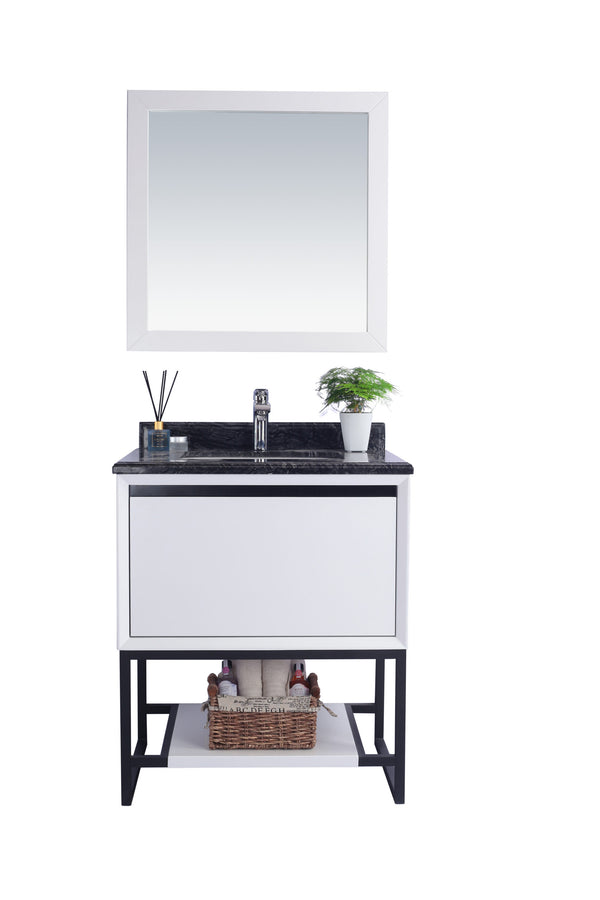 Alto 30 White Bathroom Vanity with Black Wood Marble Countertop