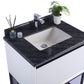 Alto 30" White Bathroom Vanity with Black Wood Marble Countertop