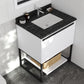 Alto 30" White Bathroom Vanity with Black Wood Marble Countertop