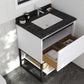 Alto 30" White Bathroom Vanity with Black Wood Marble Countertop