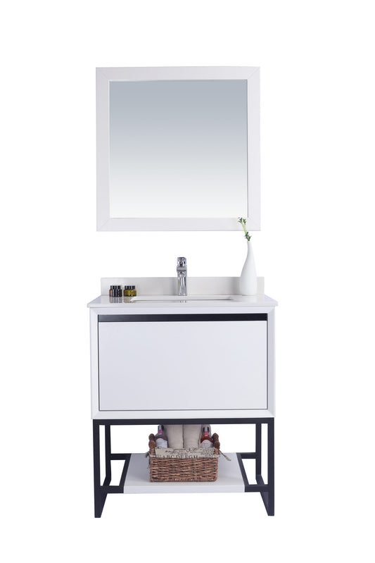 Alto 30" White Bathroom Vanity with White Quartz Countertop