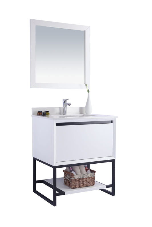 Alto 30" White Bathroom Vanity with White Quartz Countertop