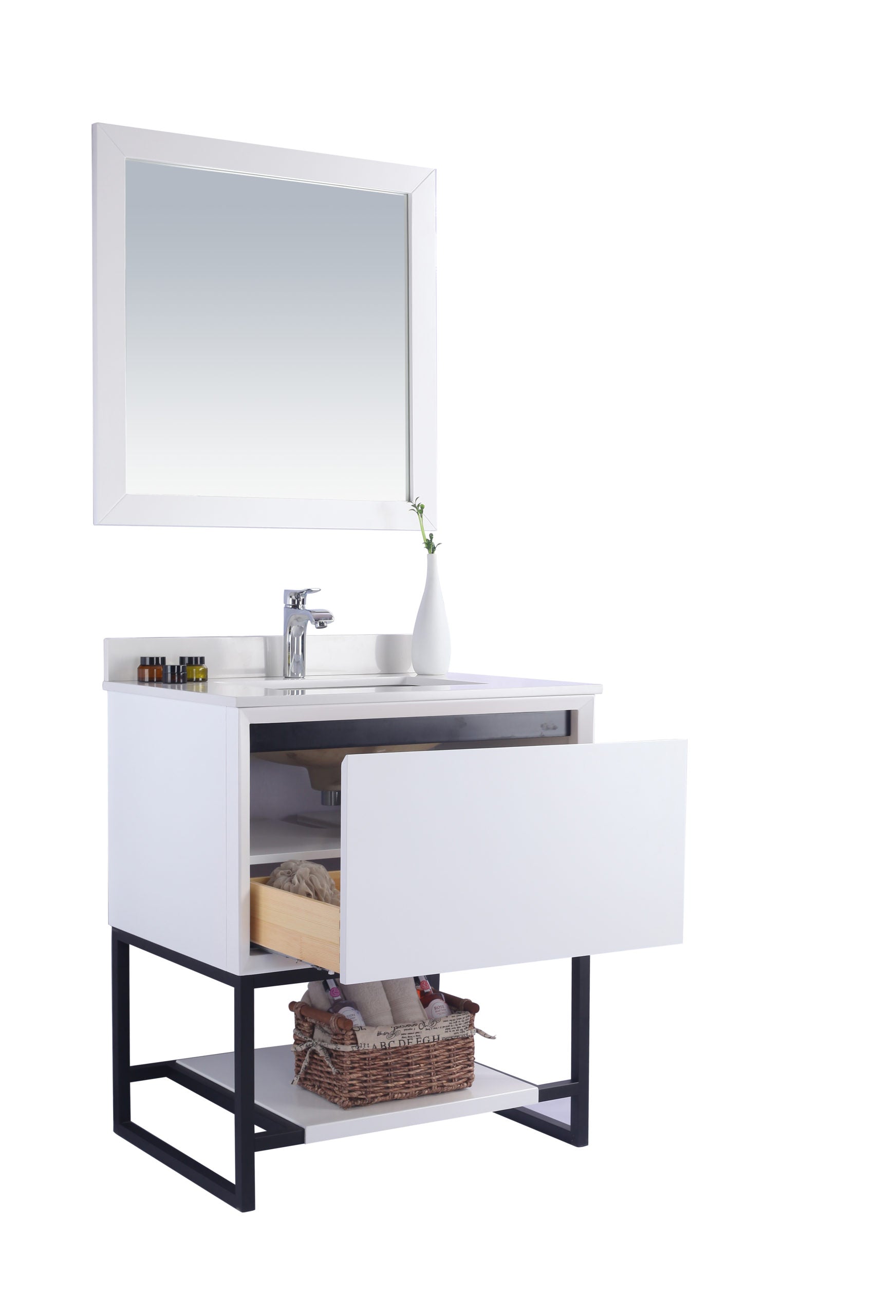 Alto 30" White Bathroom Vanity with White Quartz Countertop