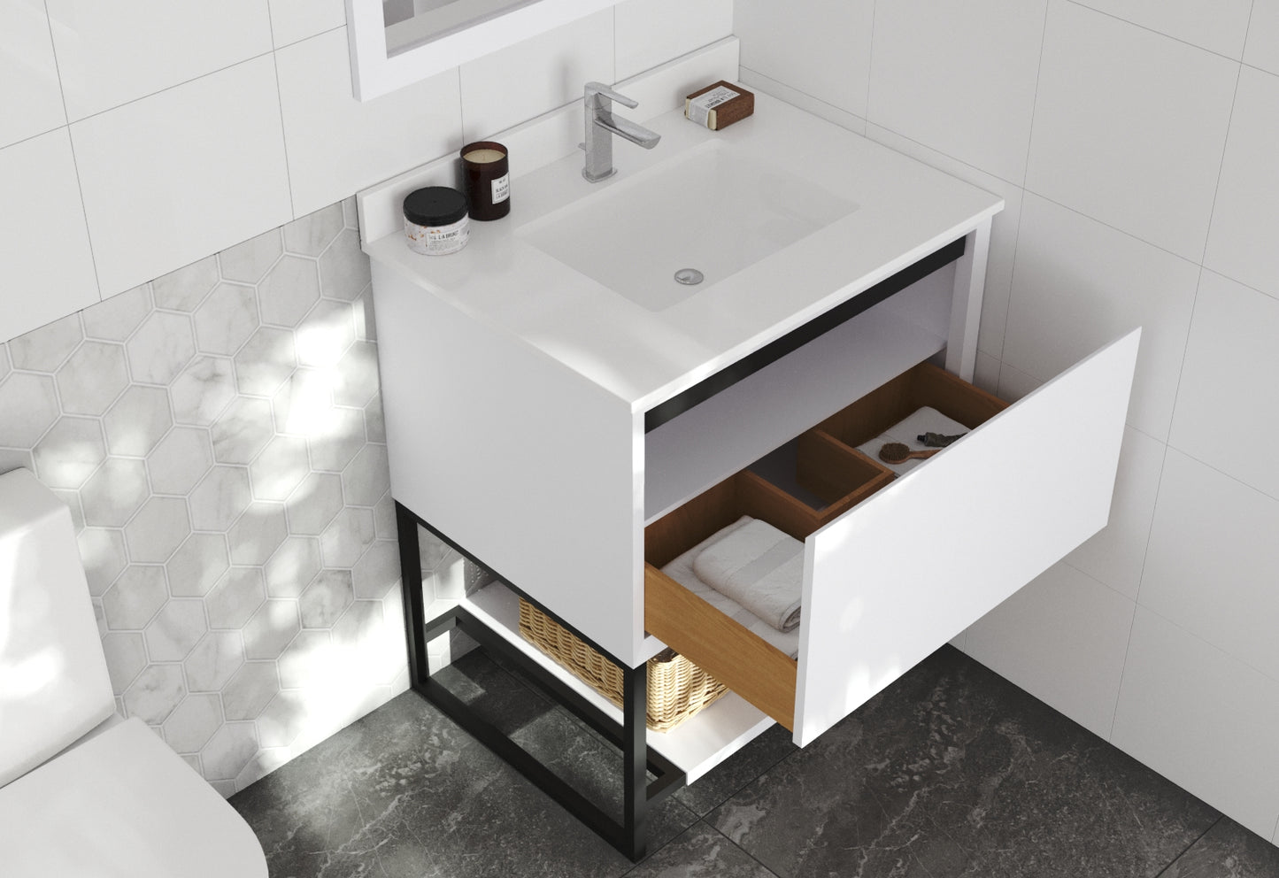 Alto 30" White Bathroom Vanity with White Quartz Countertop