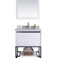 Alto 30" White Bathroom Vanity with White Stripes Marble Countertop