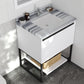 Alto 30" White Bathroom Vanity with White Stripes Marble Countertop