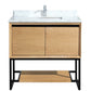 Alto 36" California White Oak Bathroom Vanity with White Carrara Marble Countertop