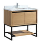 Alto 36" California White Oak Bathroom Vanity with White Carrara Marble Countertop