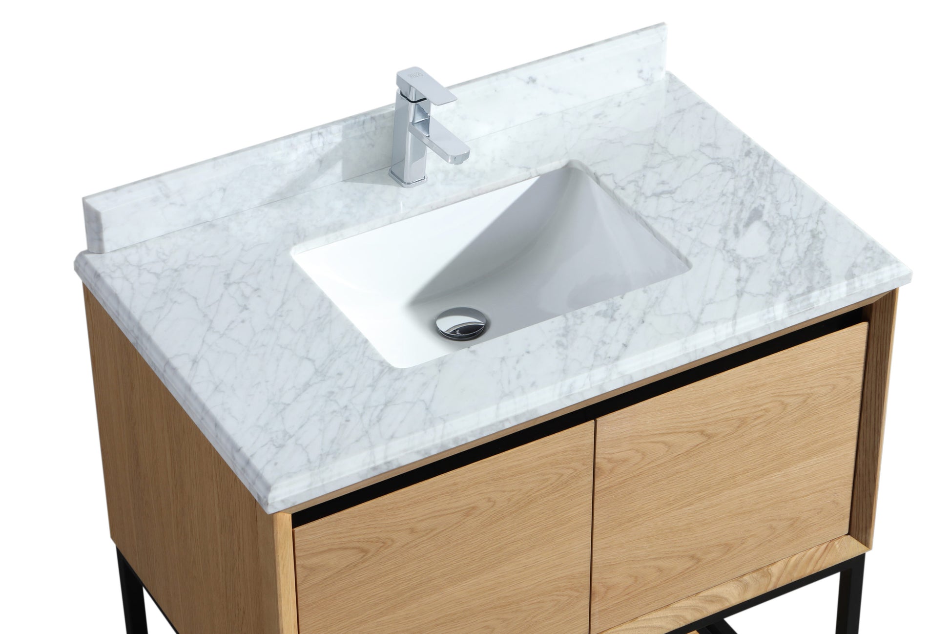 Alto 36" California White Oak Bathroom Vanity with White Carrara Marble Countertop