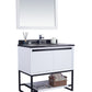 Alto 36" White Bathroom Vanity with Black Wood Marble Countertop