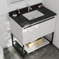 Alto 36" White Bathroom Vanity with Black Wood Marble Countertop