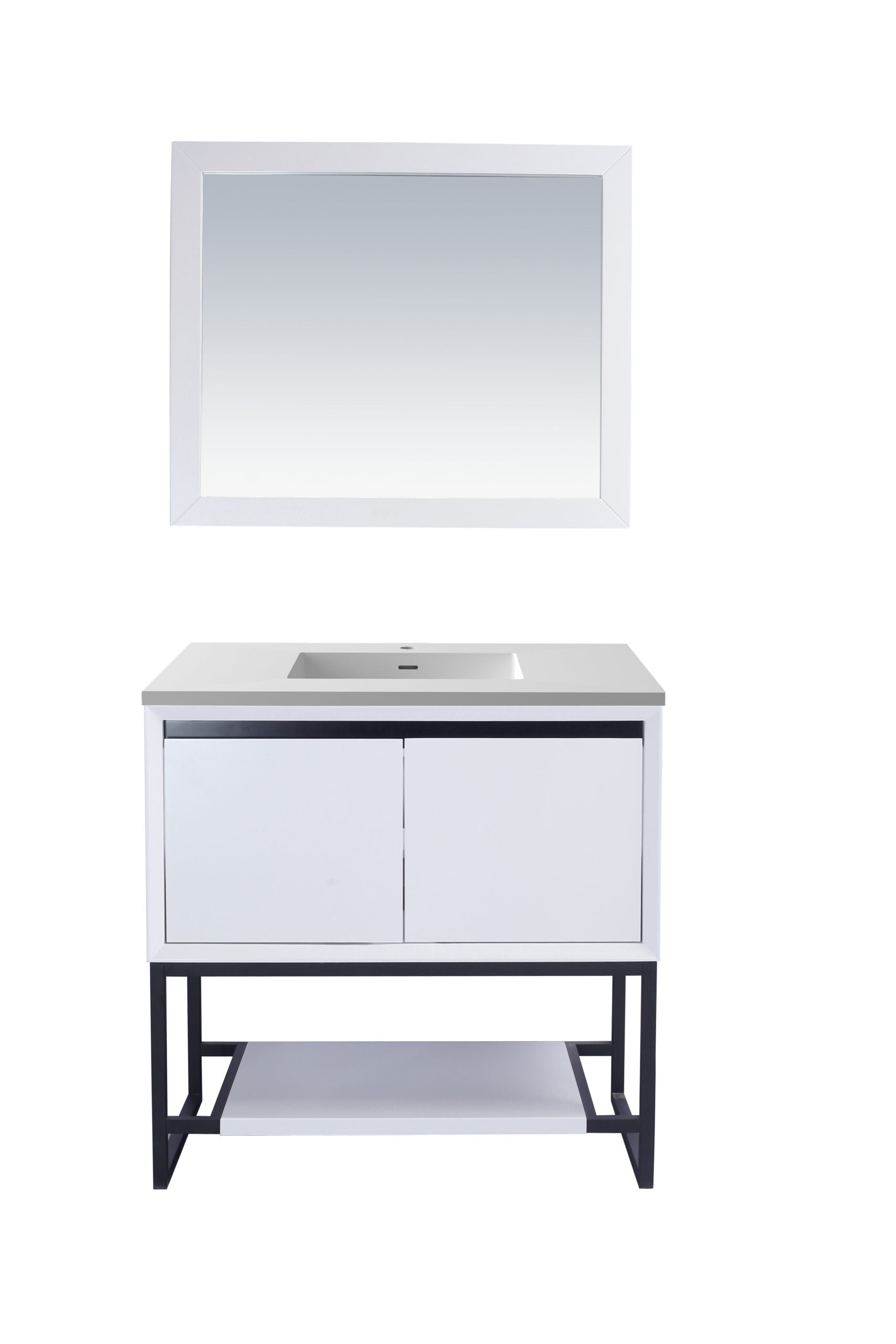 Alto 36" White Bathroom Vanity with Matte White VIVA Stone Solid Surface Countertop