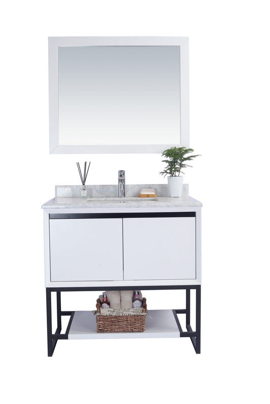 Alto 36" White Bathroom Vanity with White Carrara Marble Countertop