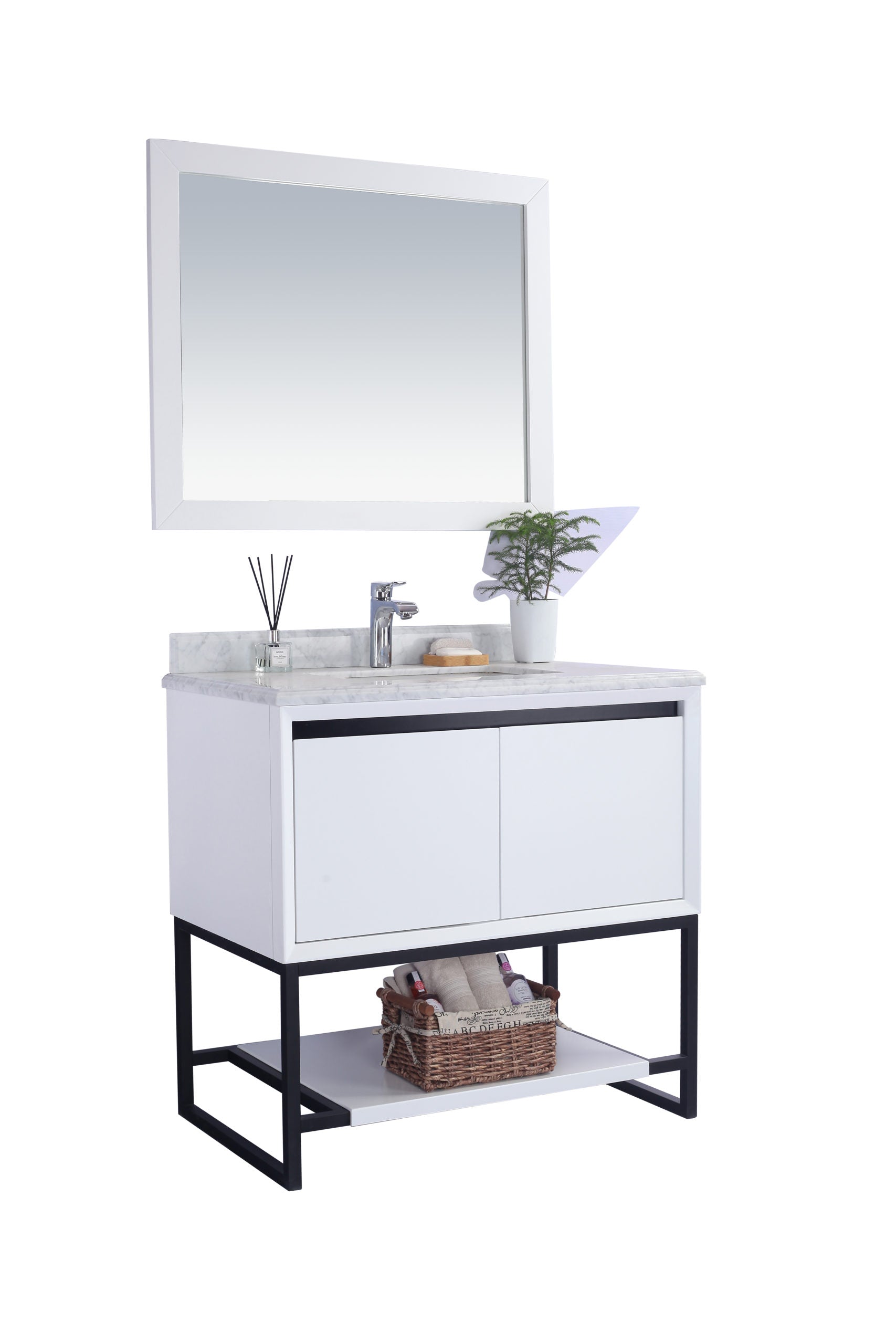 Alto 36" White Bathroom Vanity with White Carrara Marble Countertop