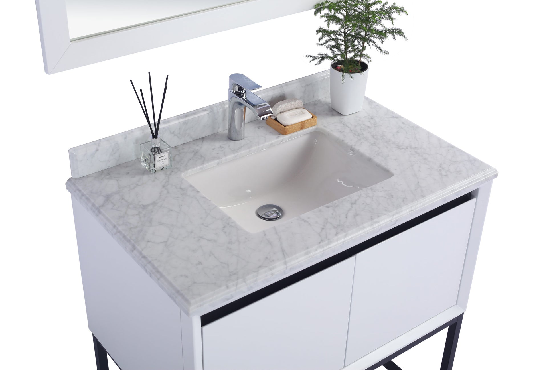 Alto 36" White Bathroom Vanity with White Carrara Marble Countertop