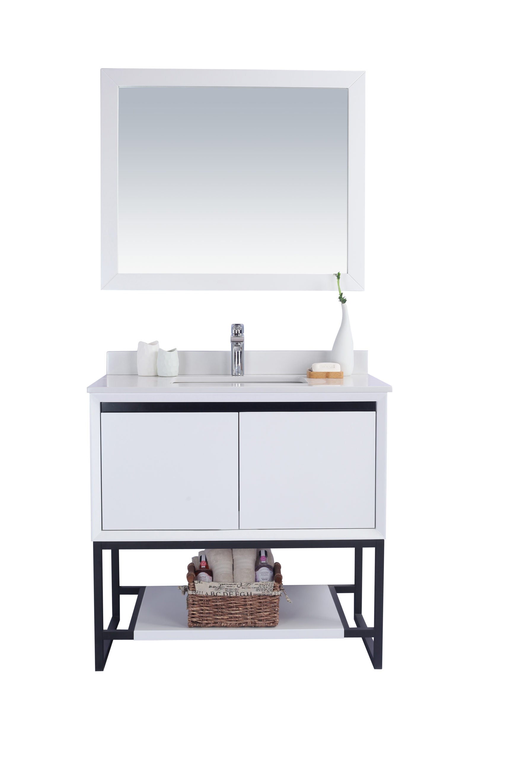 Alto 36" White Bathroom Vanity with White Quartz Countertop