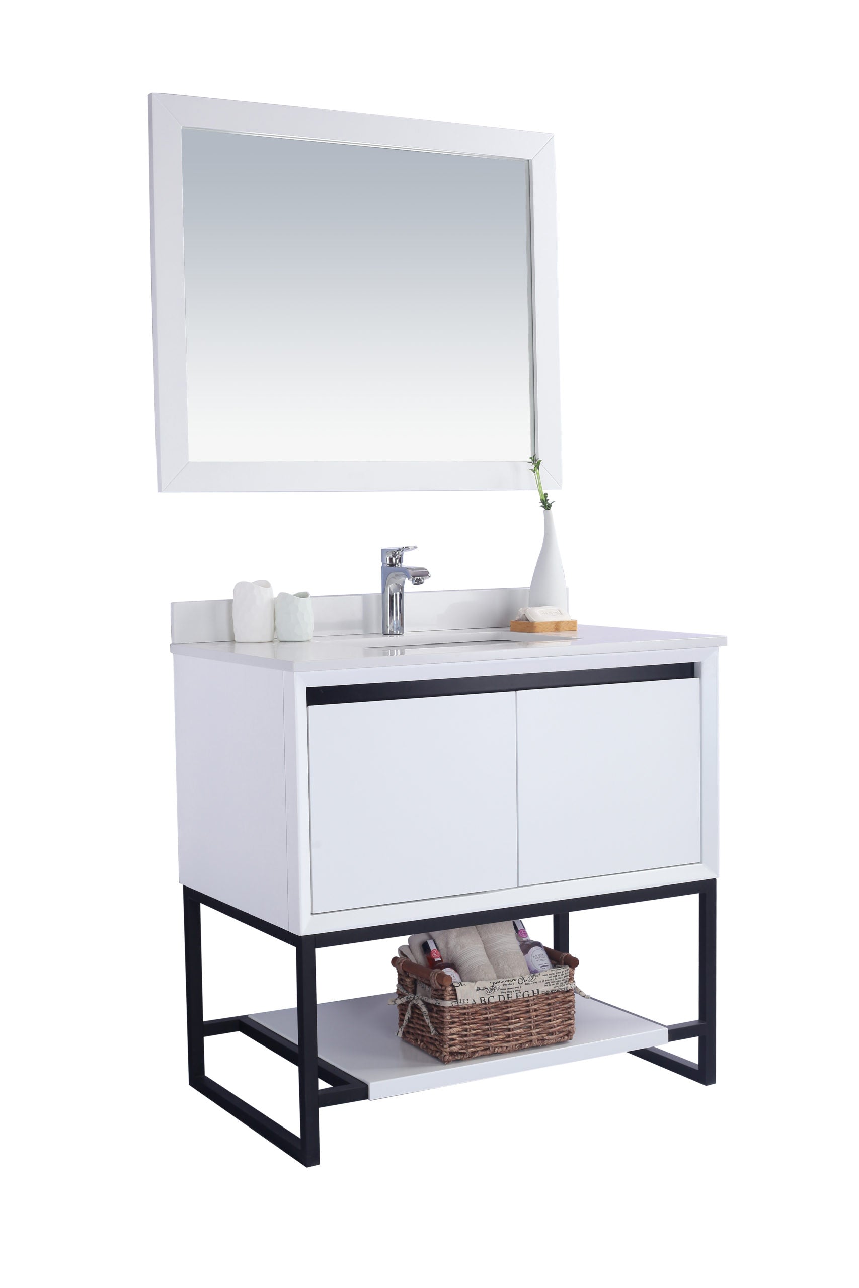 Alto 36" White Bathroom Vanity with White Quartz Countertop