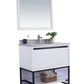 Alto 36" White Bathroom Vanity with White Stripes Marble Countertop