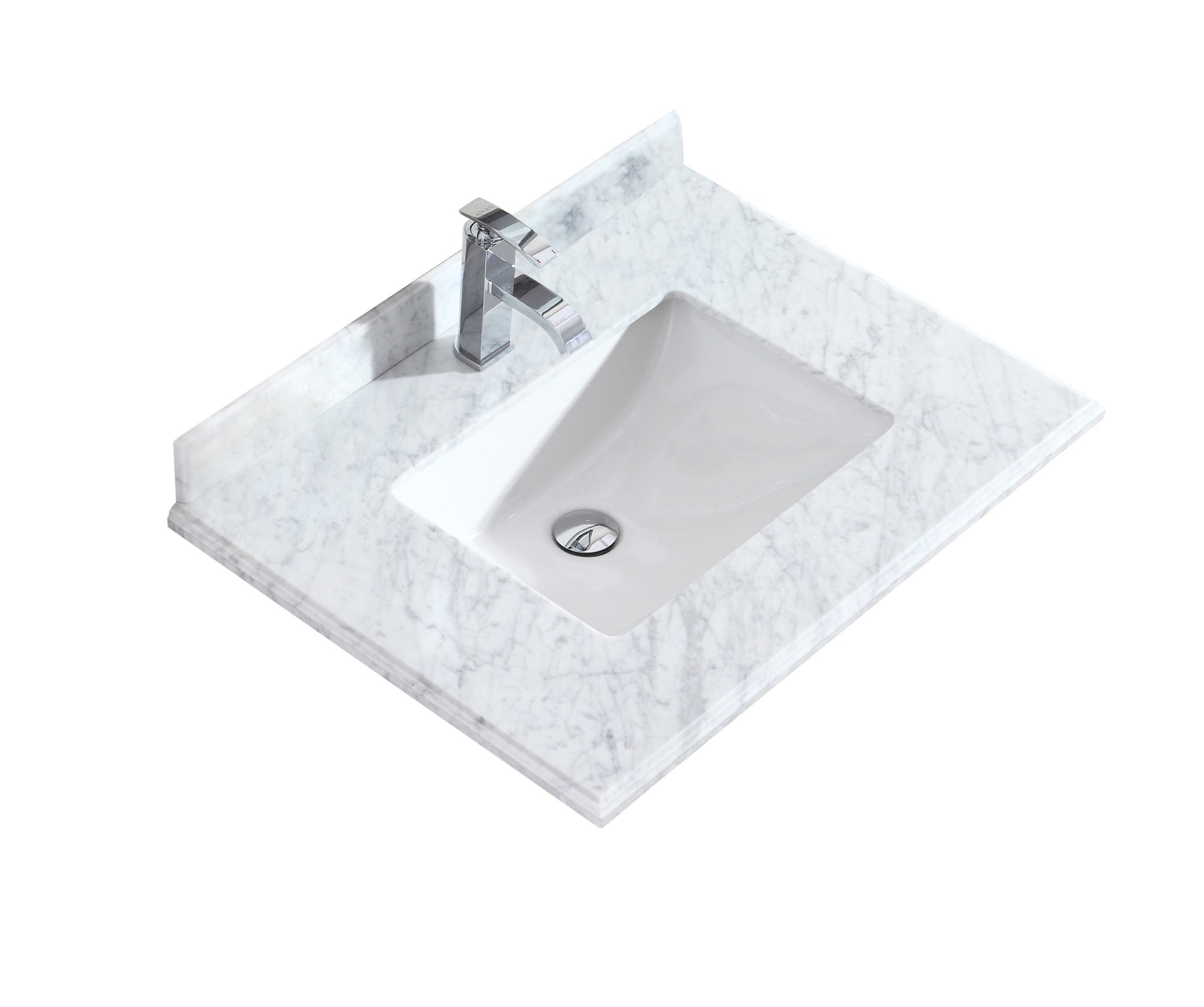 Forever 30" Single Hole White Carrara Marble Countertop with Rectangular Ceramic Sink