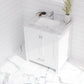 Forever 30" Single Hole White Carrara Marble Countertop with Rectangular Ceramic Sink