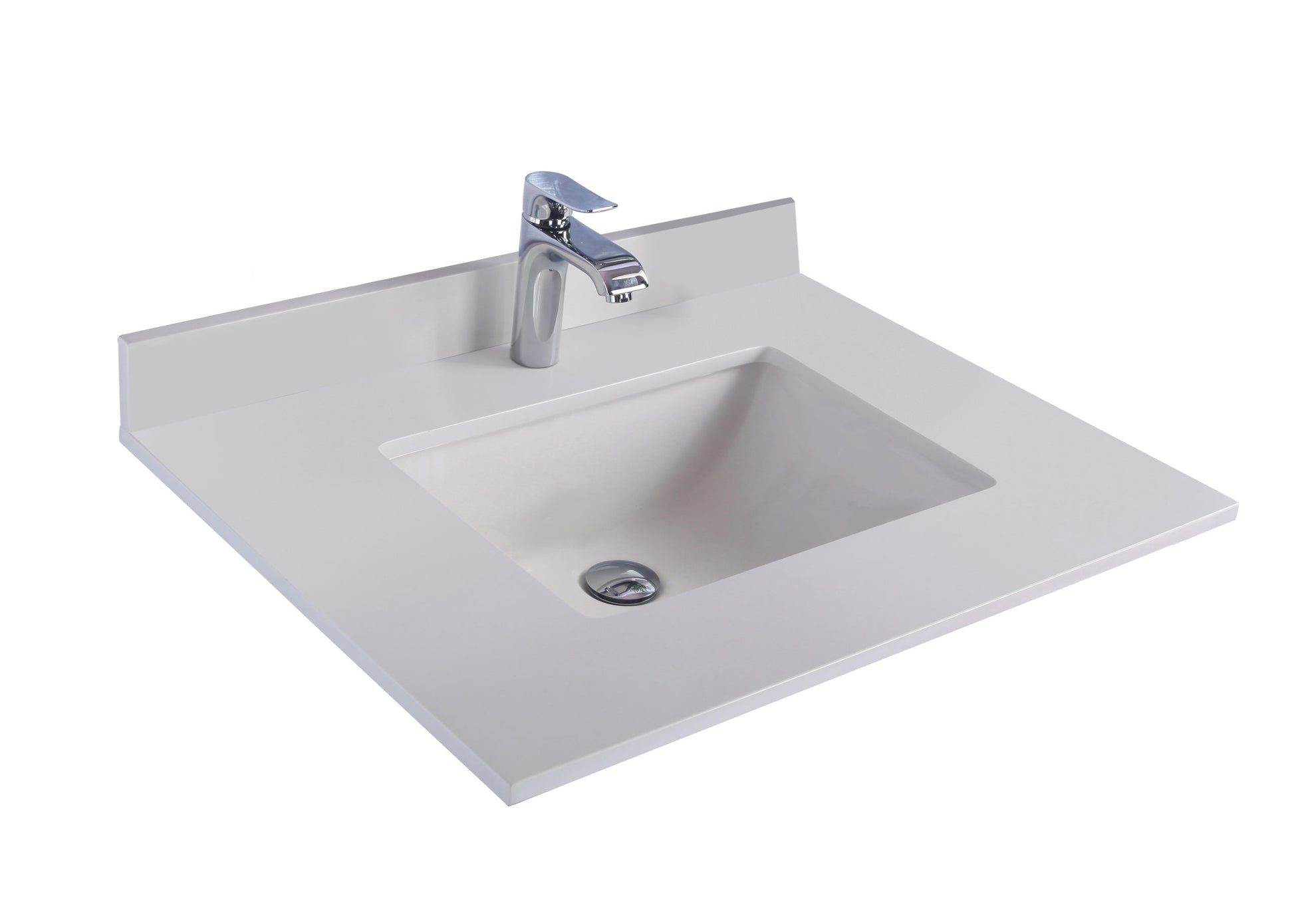 Forever 30" Single Hole White Quartz Countertop with Rectangular Ceramic Sink