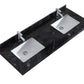 Forever 60" Single Hole Black Wood Marble Countertop with Double Rectangular Ceramic Sinks