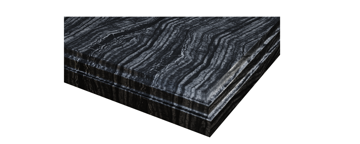 Forever 60" Single Hole Black Wood Marble Countertop with Double Rectangular Ceramic Sinks