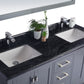 Forever 60" Single Hole Black Wood Marble Countertop with Double Rectangular Ceramic Sinks