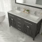 Forever 60" Single Hole White Carrara Marble Countertop with Double Rectangular Ceramic Sinks