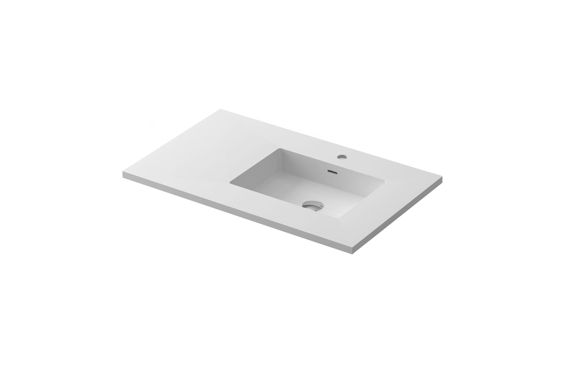 Forever VIVA Stone 36" Matte White Solid Surface Countertop with Right Offset Integrated Sink