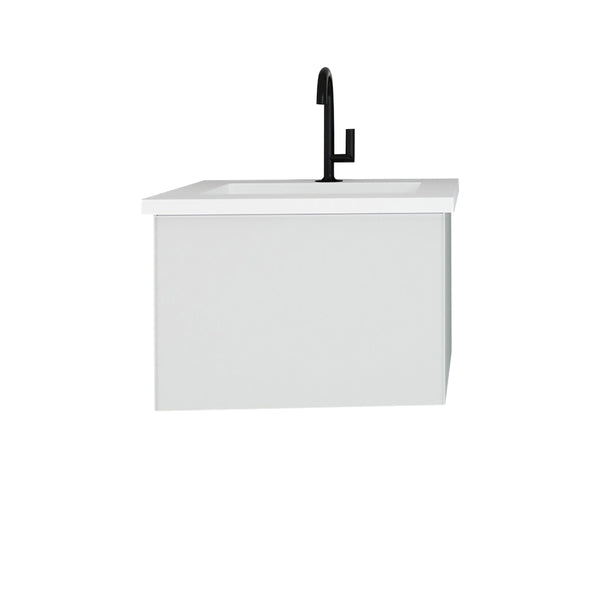 Vitri 24 Cloud White Bathroom Vanity with VIVA Stone Matte White Solid Surface Countertop