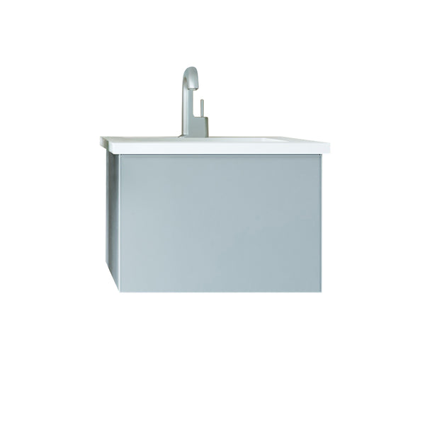 Vitri 24 Fossil Grey Bathroom Vanity with VIVA Stone Matte White Solid Surface Countertop