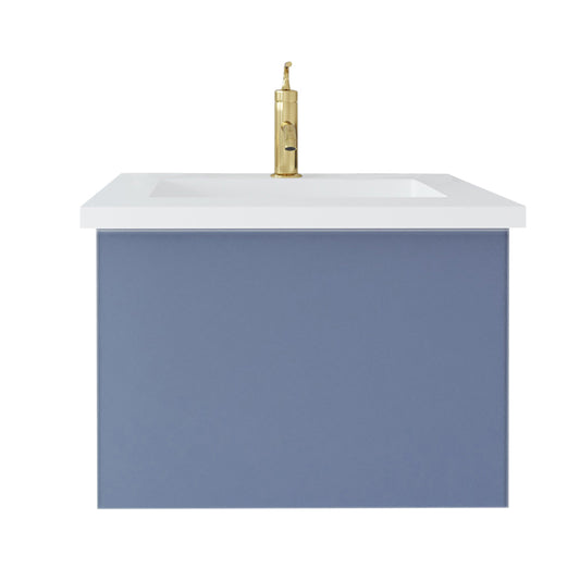 Vitri 24" Nautical Blue Bathroom Vanity with VIVA Stone Matte White Solid Surface Countertop